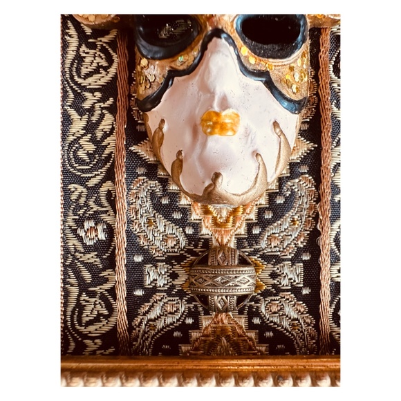 Framed Venetian Style Jester Mask Art Decor 7.5”x 7.5” Ornate - Picture 6 of 8